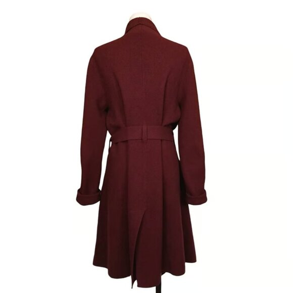 Anthropologie Moth Boiled Wool Mayella Cardigan Sweater Coat Burgundy Size Small - Picture 5 of 8